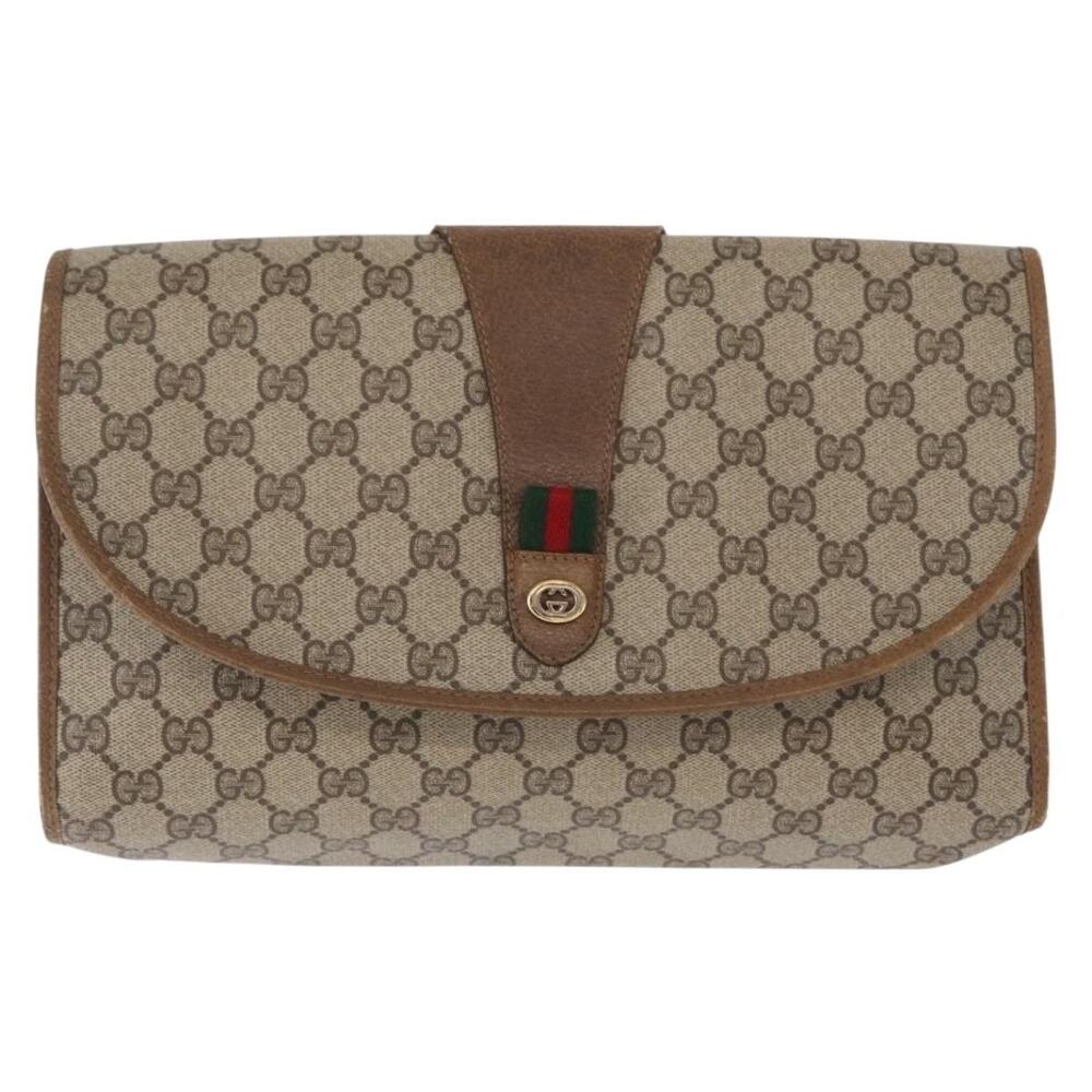 Gucci GG Supreme Web Clutch Bag Beige
